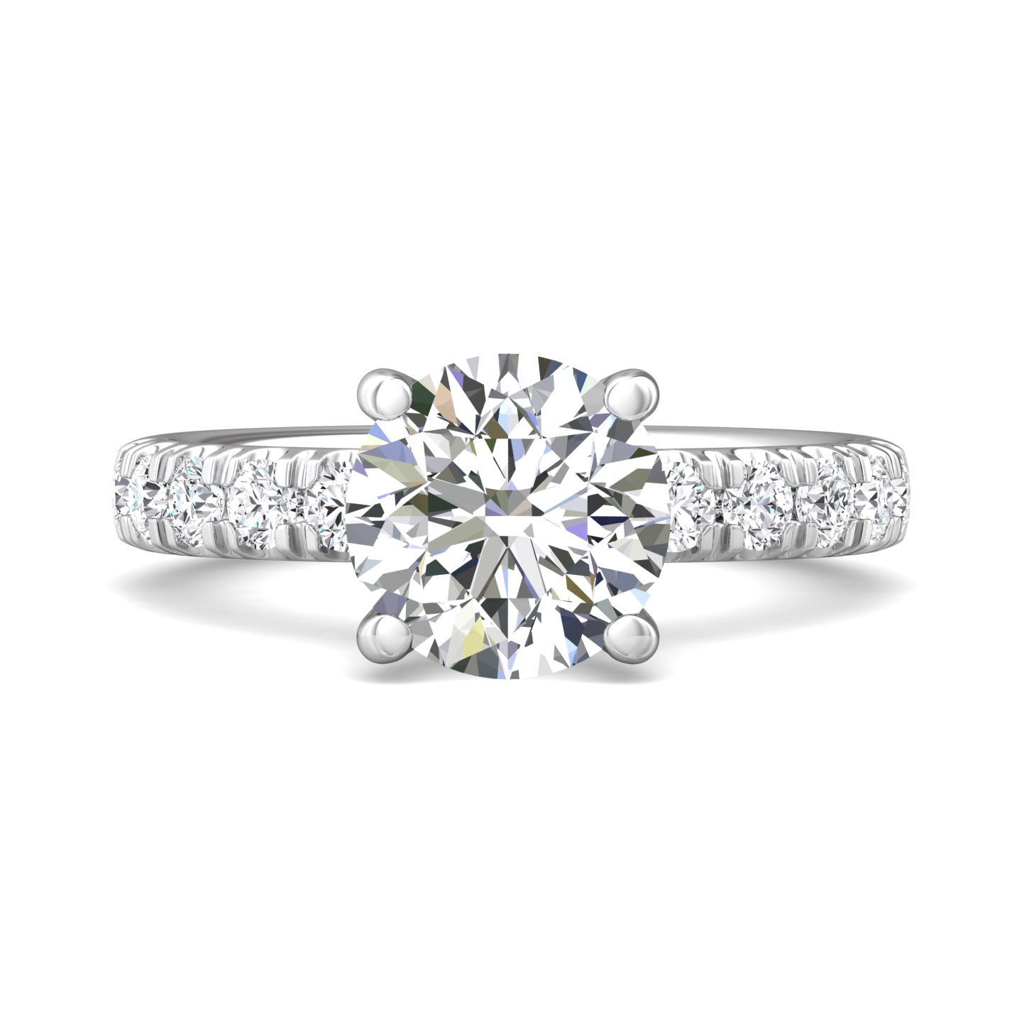 14K White Gold Round Diamond Engagement Ring