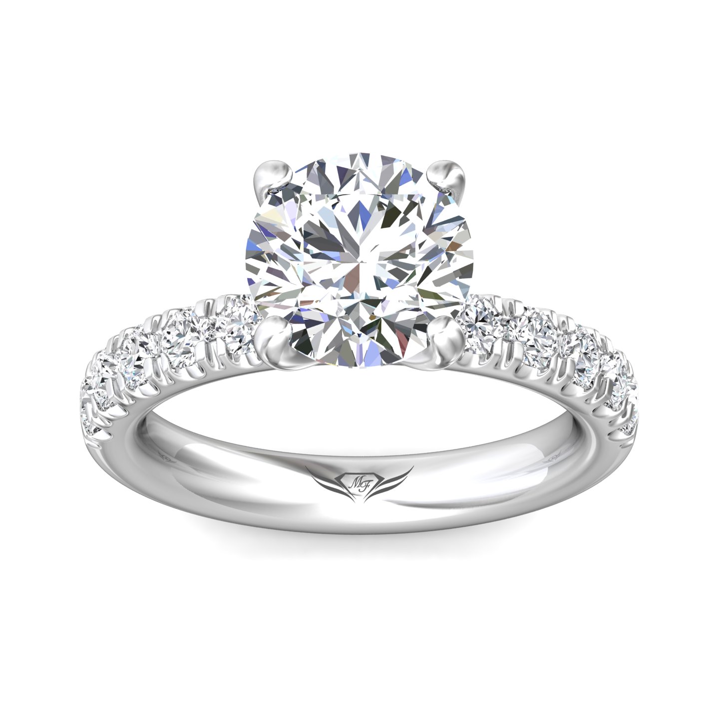 14K White Gold Round Diamond Engagement Ring