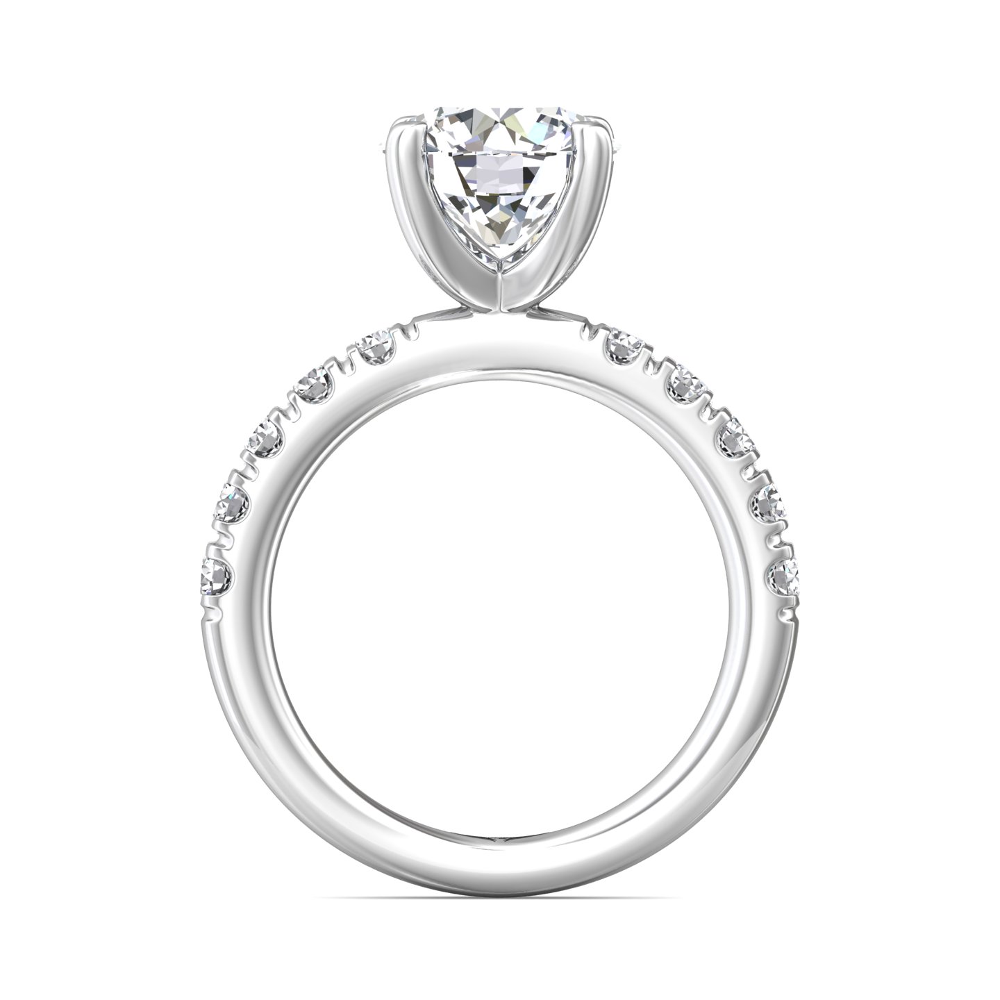 14K White Gold Round Diamond Engagement Ring