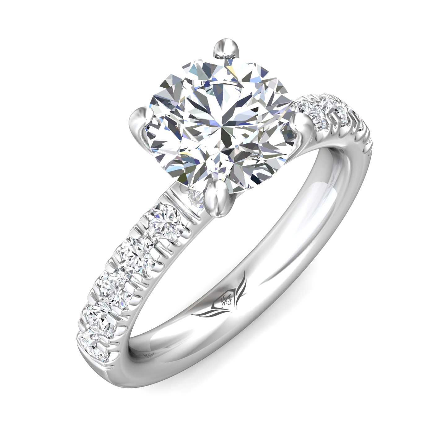 14K White Gold Round Diamond Engagement Ring