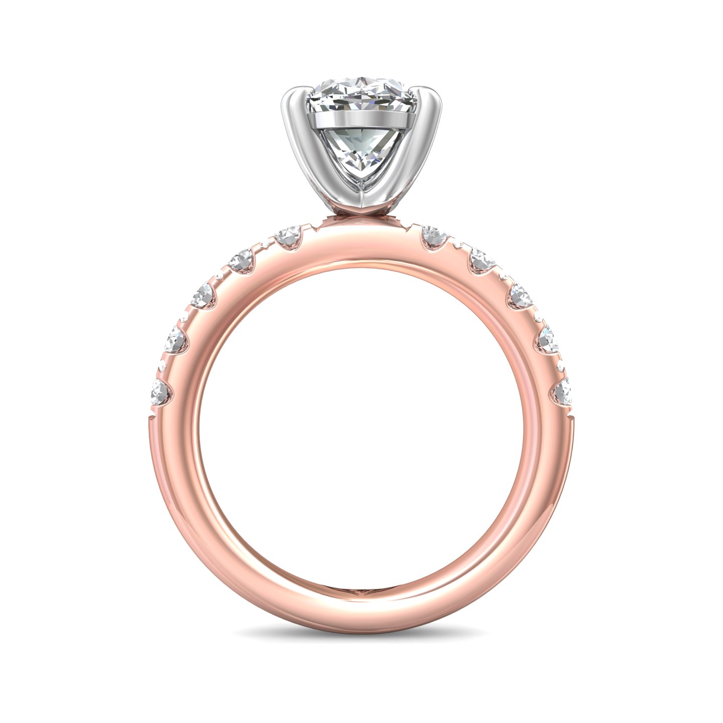 14K Rose and White Gold Oval Diamond Engagement Ring