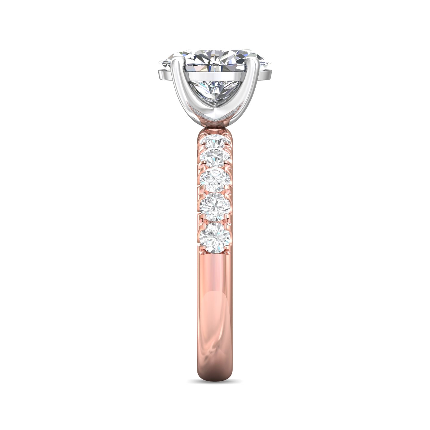 14K Rose and White Gold Oval Diamond Engagement Ring