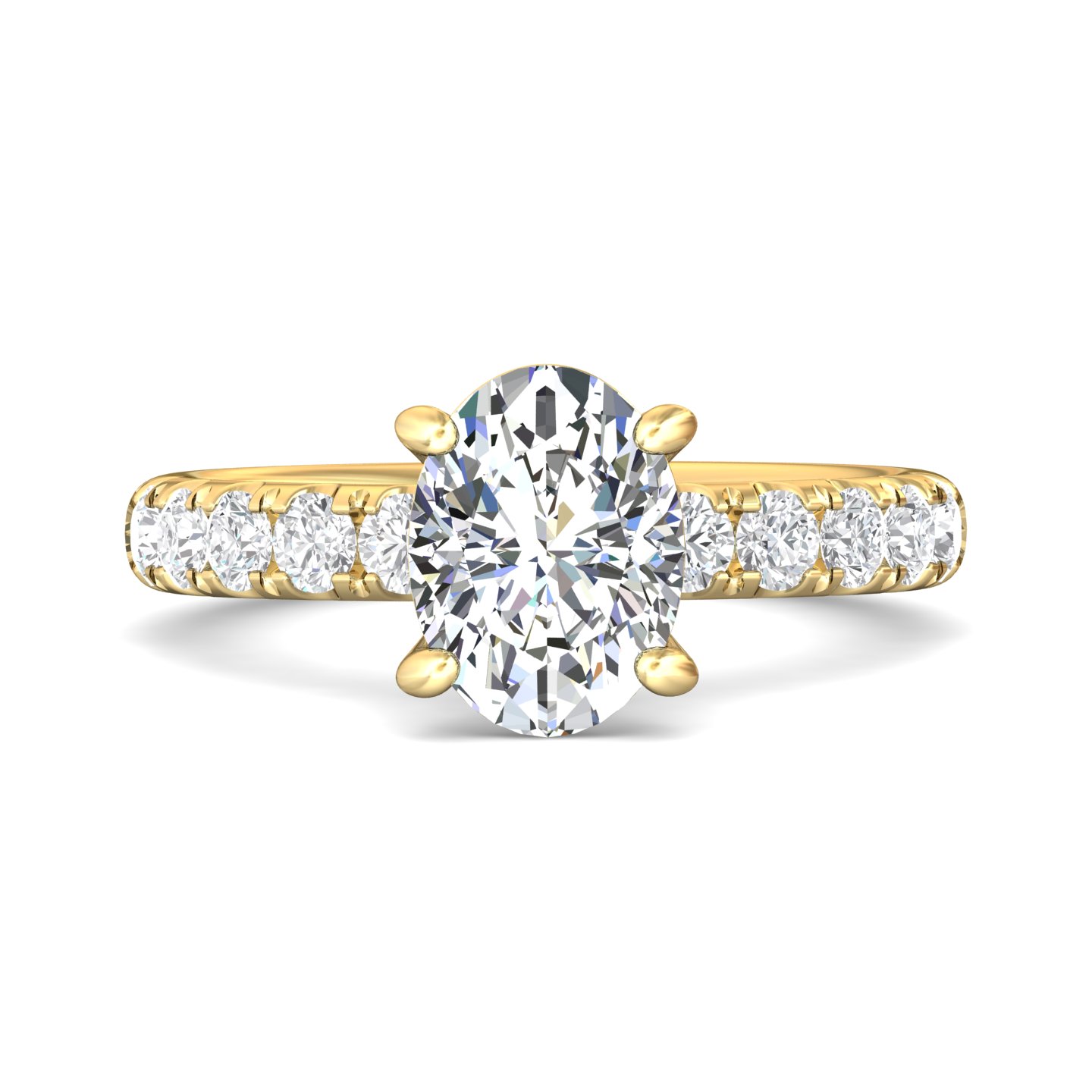 18K Yellow Gold Oval Diamond Engagement Ring
