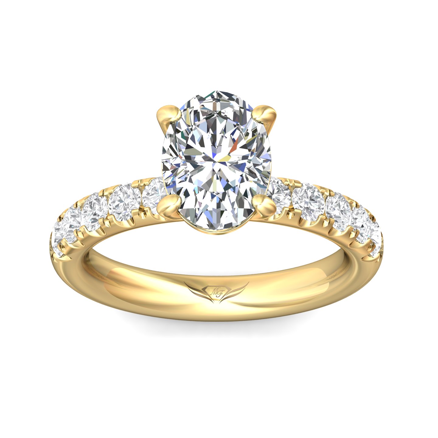 18K Yellow Gold Oval Diamond Engagement Ring