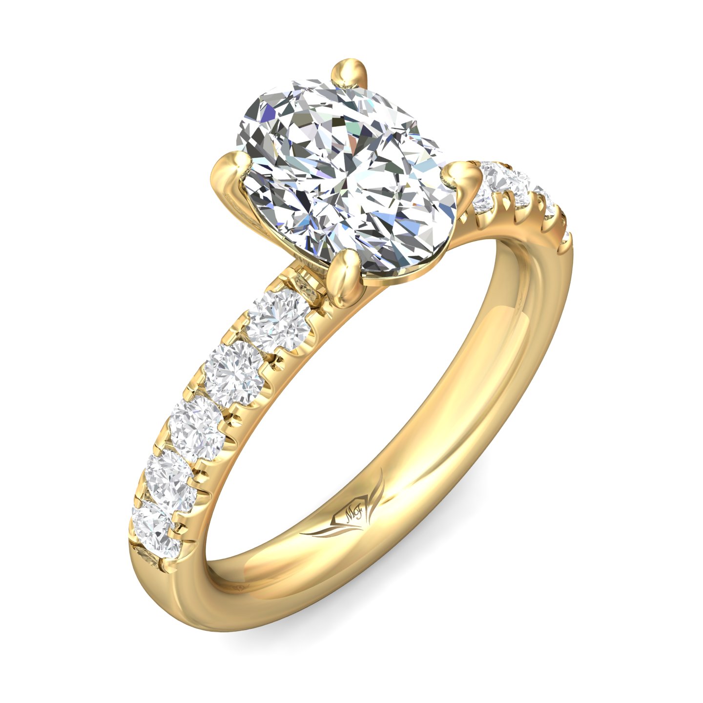 18K Yellow Gold Oval Diamond Engagement Ring