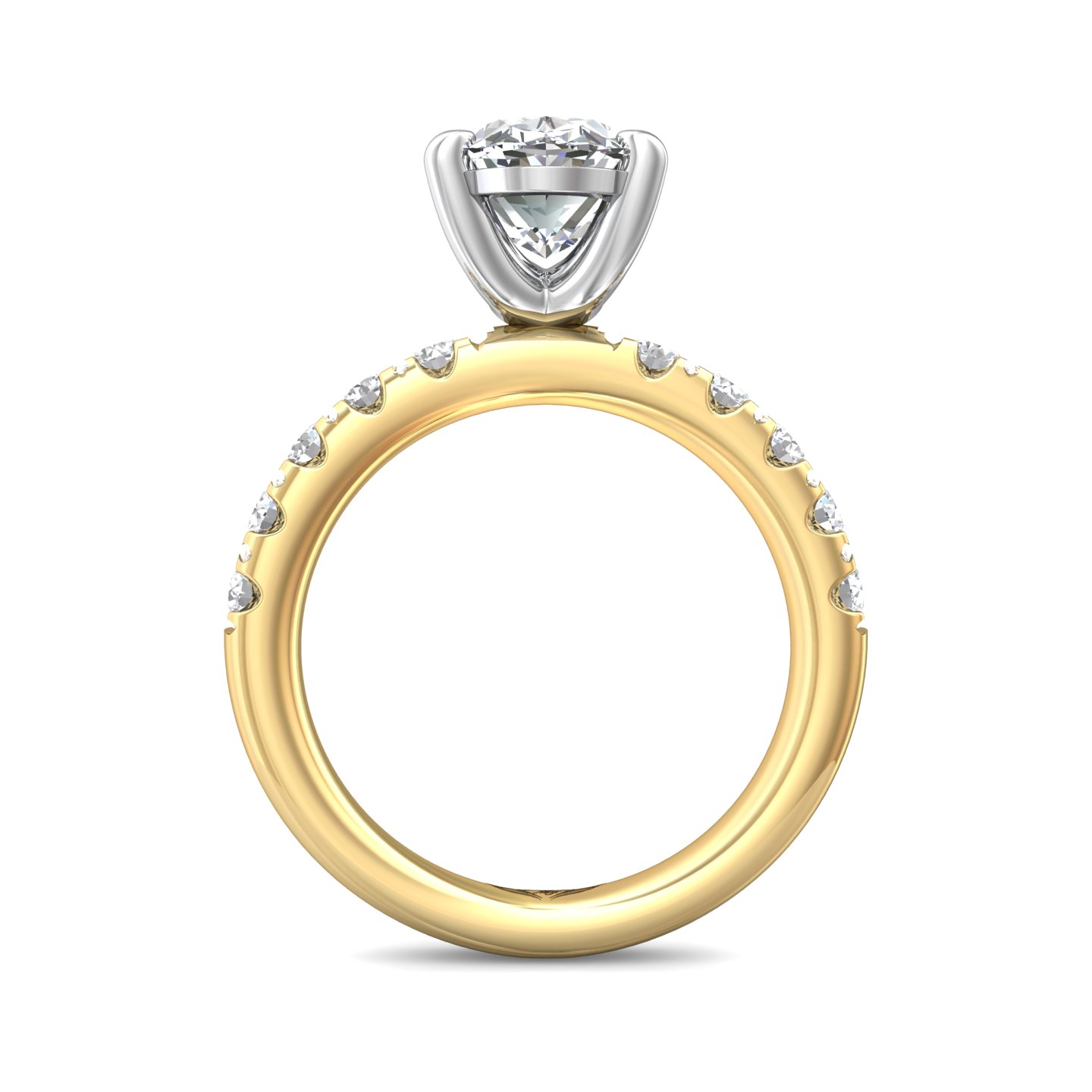 14K Yellow and White Gold Oval Diamond Engagement Ring