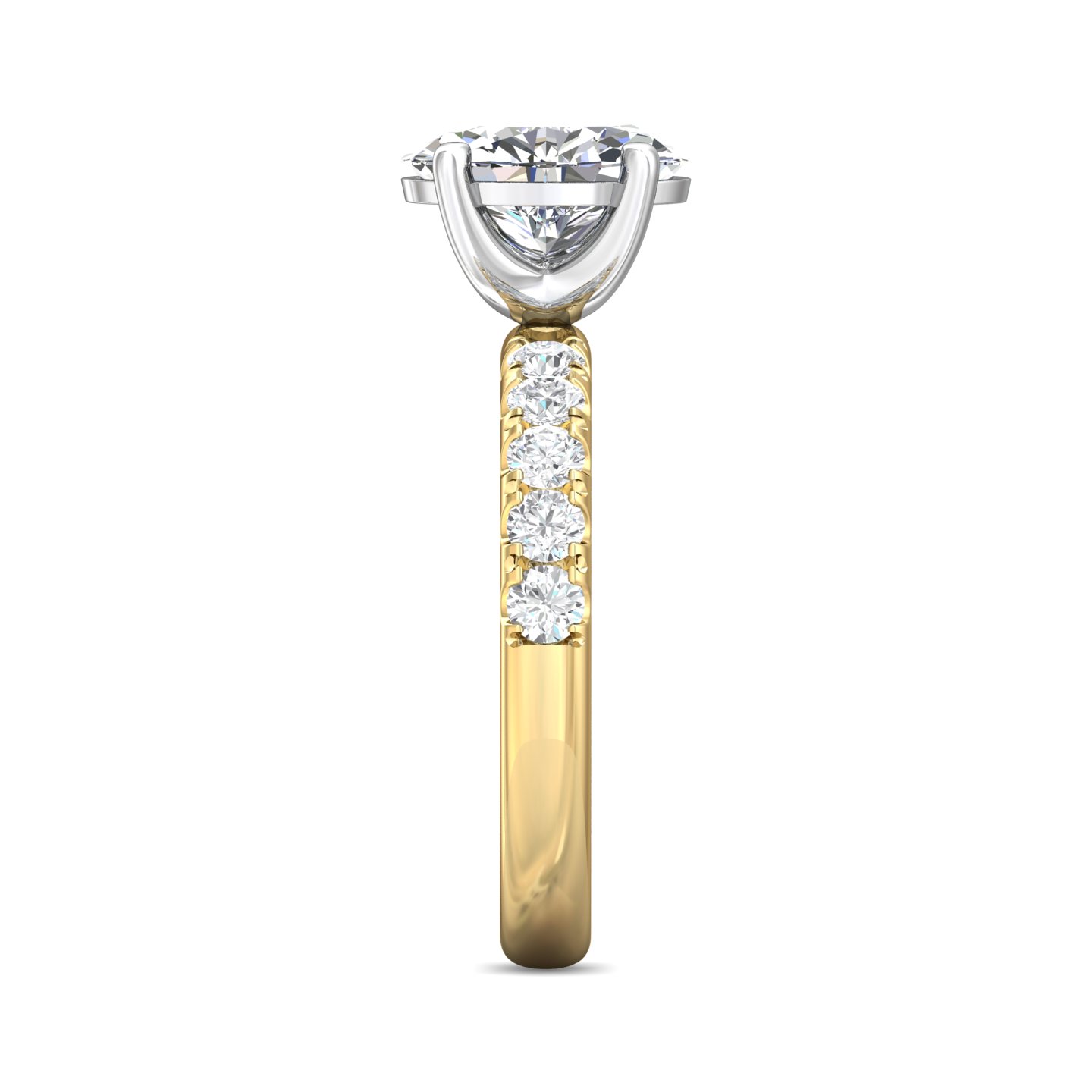 14K Yellow and White Gold Oval Diamond Engagement Ring