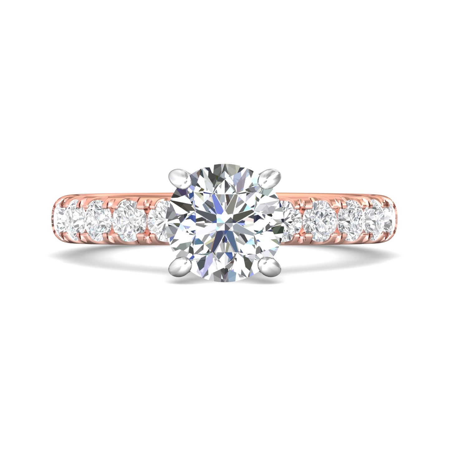 14K Rose and White Gold Round Diamond Engagement Ring