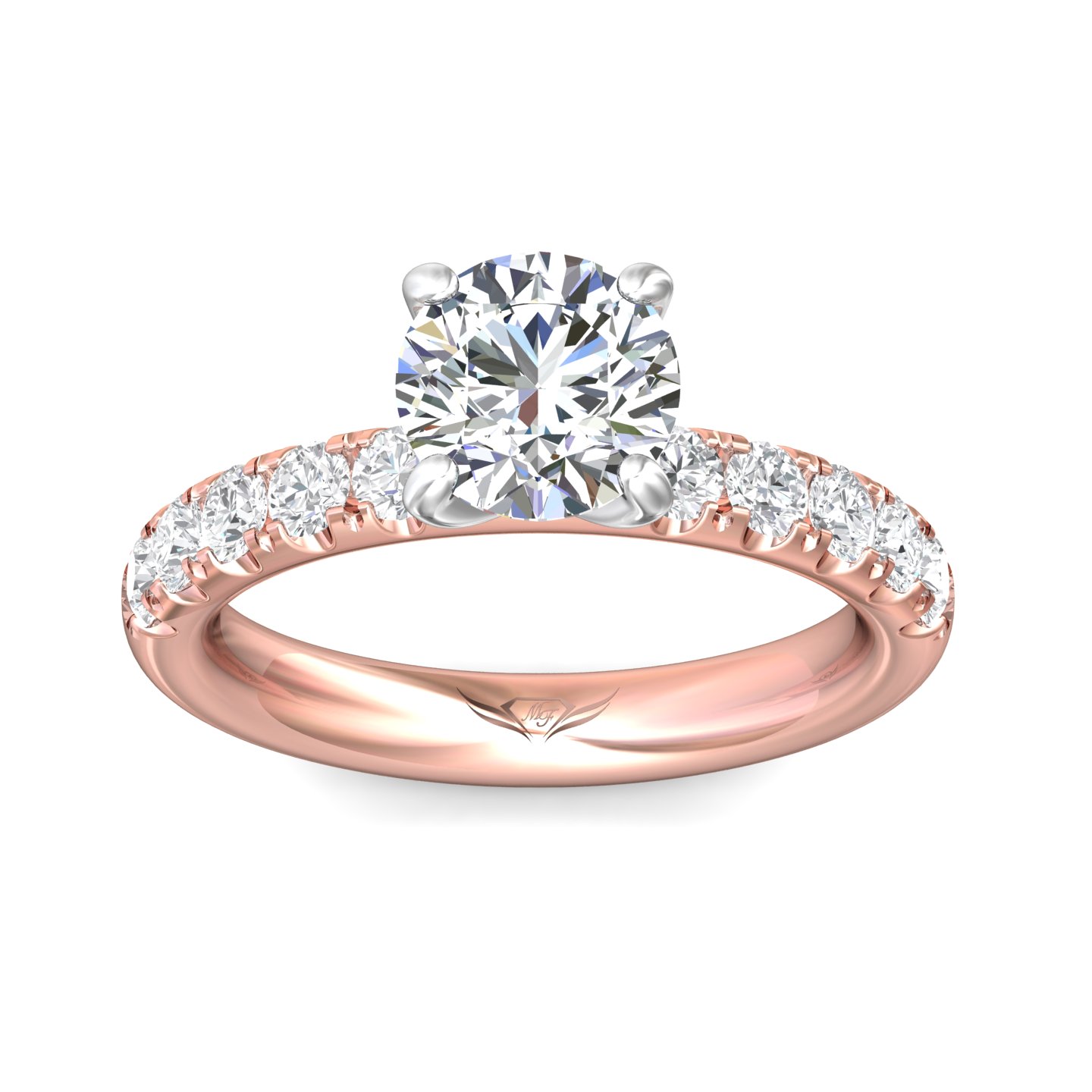 14K Rose and White Gold Round Diamond Engagement Ring