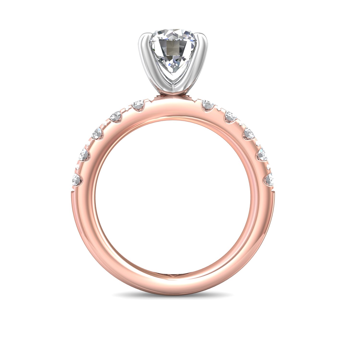 14K Rose and White Gold Round Diamond Engagement Ring