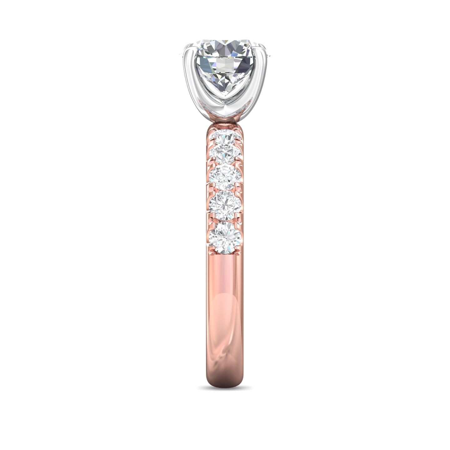 14K Rose and White Gold Round Diamond Engagement Ring