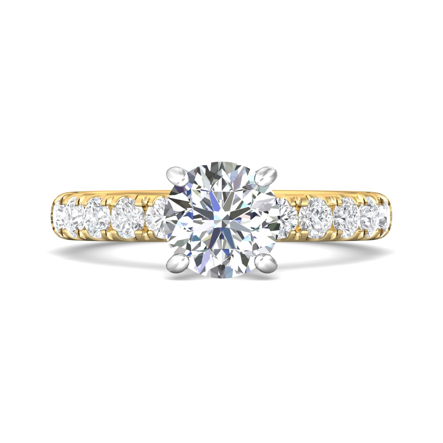 14K Yellow and White Gold Round Diamond Engagement Ring
