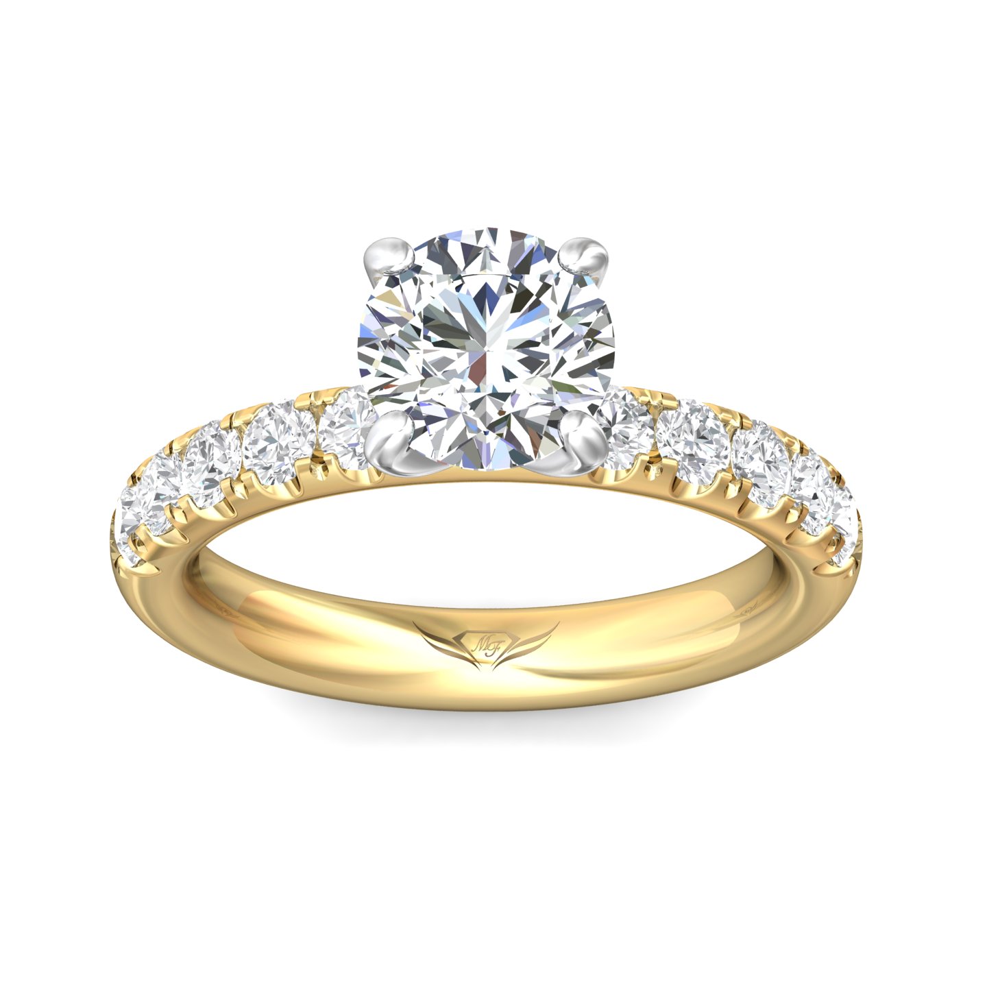 14K Yellow and White Gold Round Diamond Engagement Ring