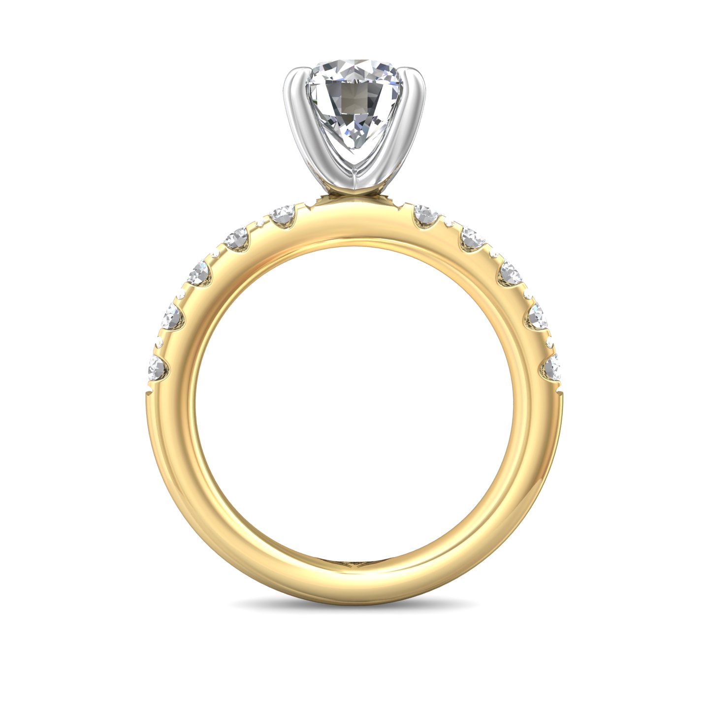 14K Yellow and White Gold Round Diamond Engagement Ring