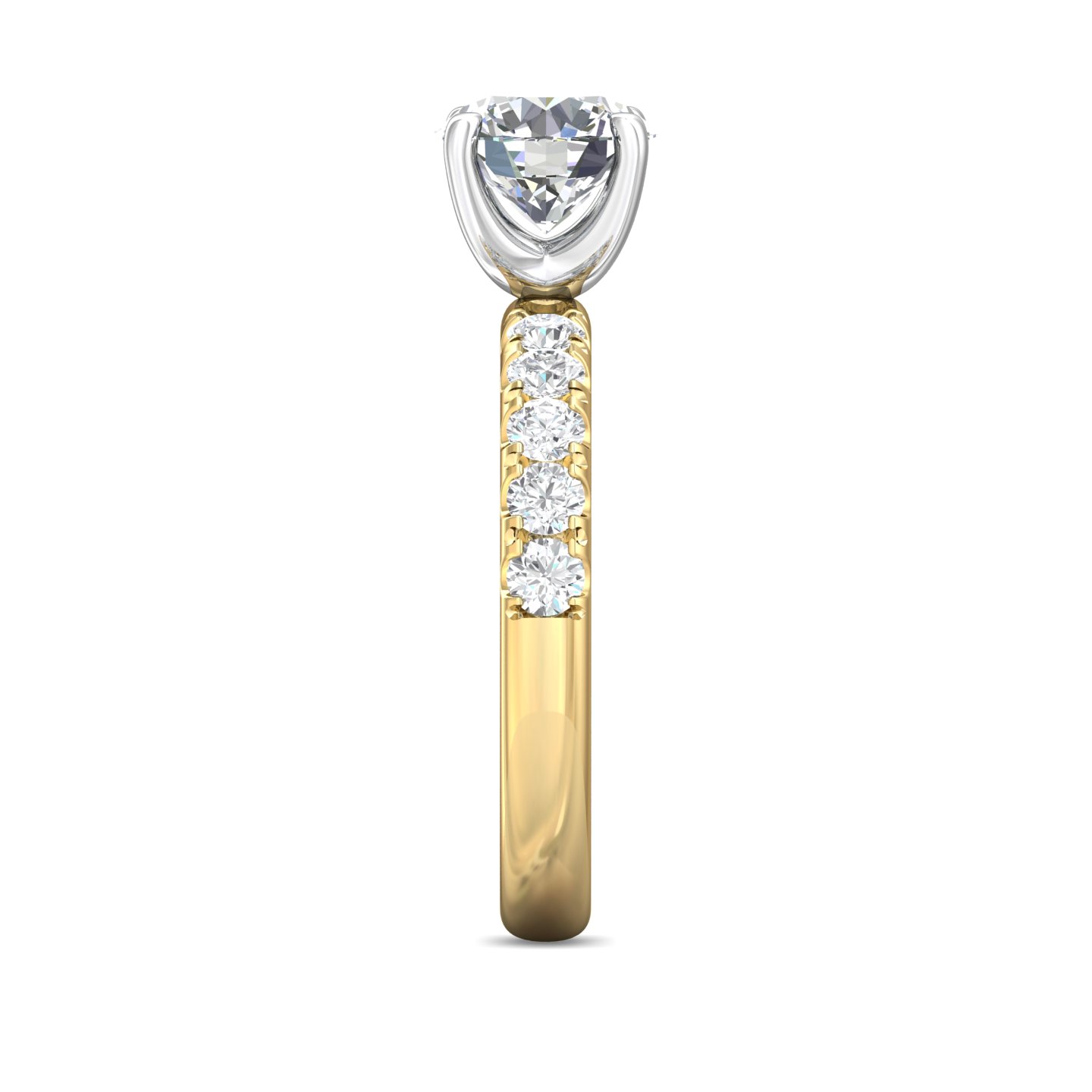 14K Yellow and White Gold Round Diamond Engagement Ring