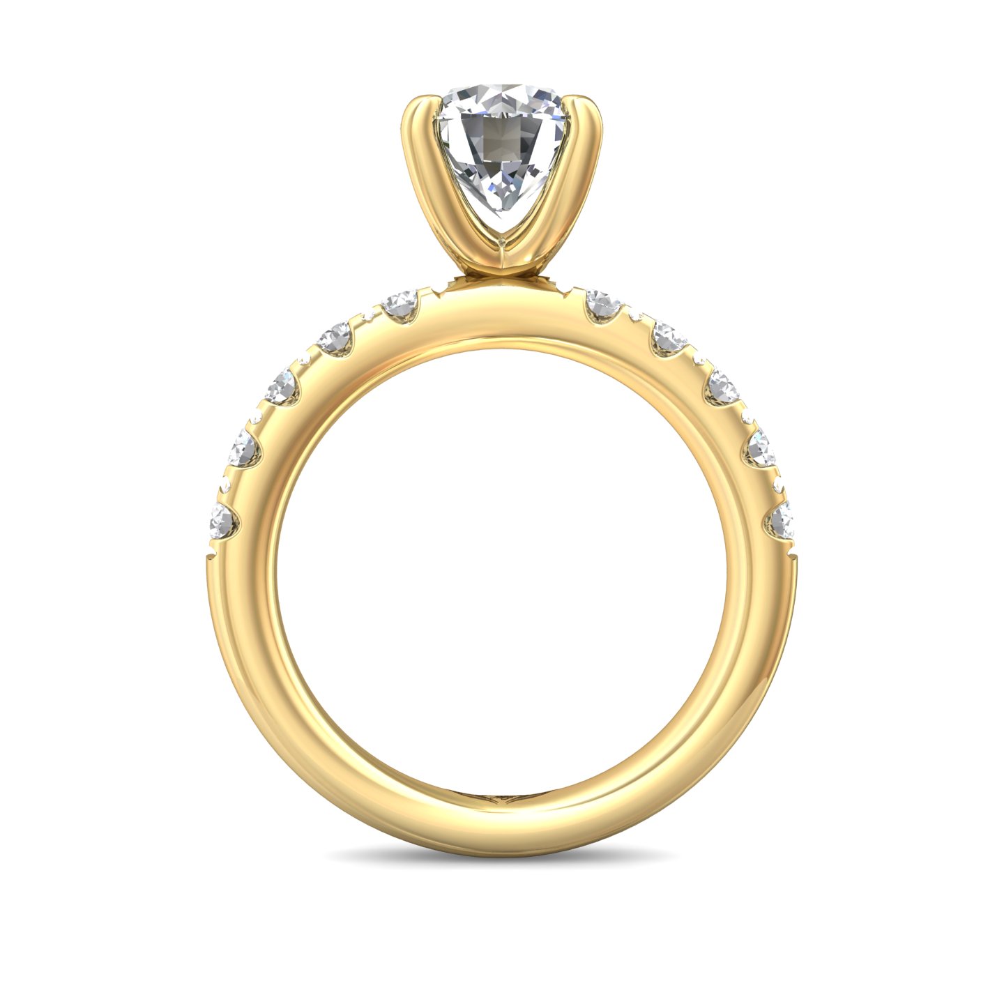 14K Yellow Gold Round Diamond Engagement Ring