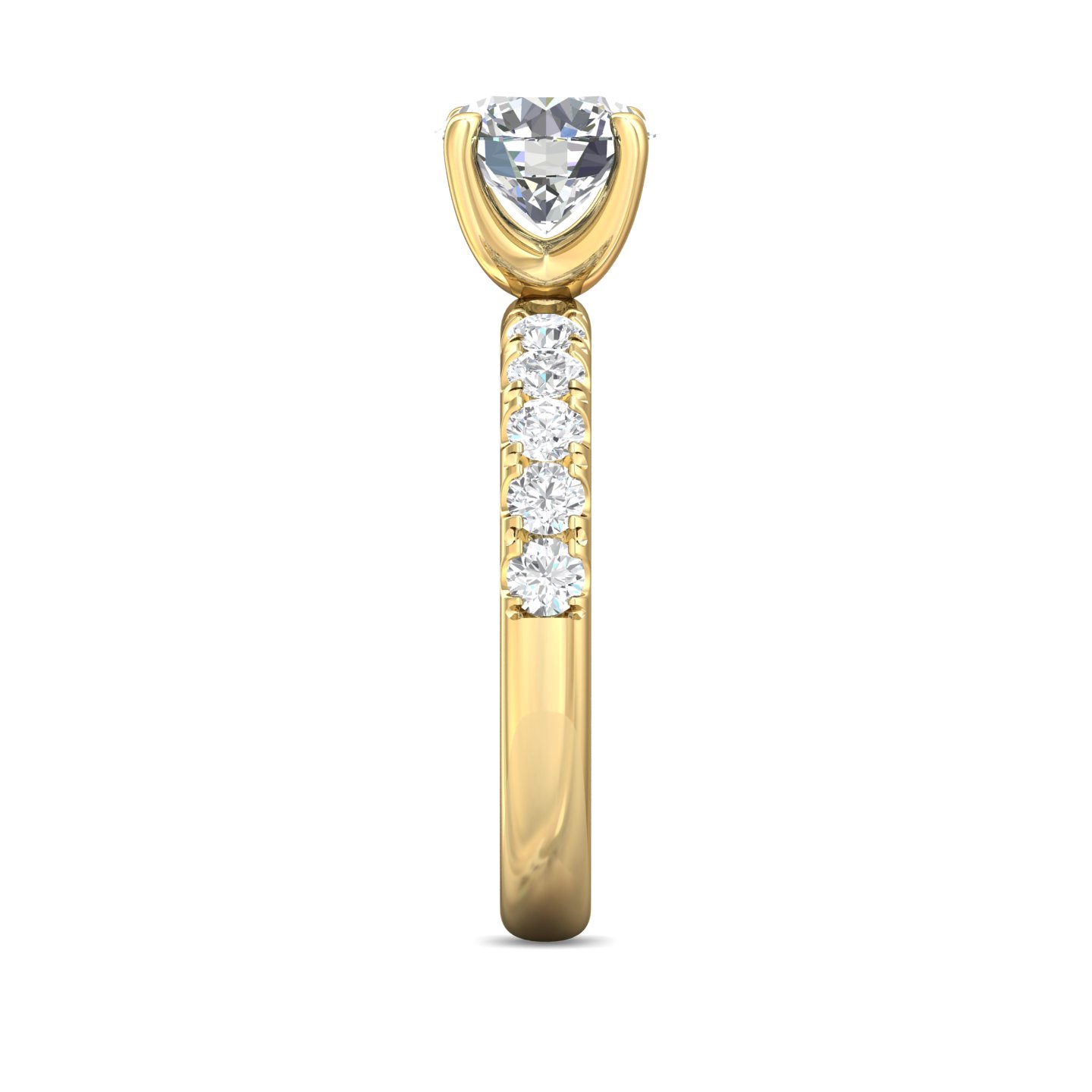 14K Yellow Gold Round Diamond Engagement Ring