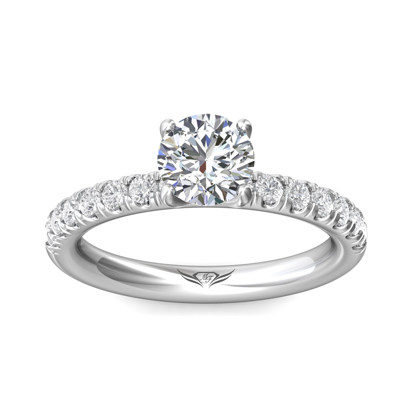 14K White Gold Round Diamond Engagement Ring