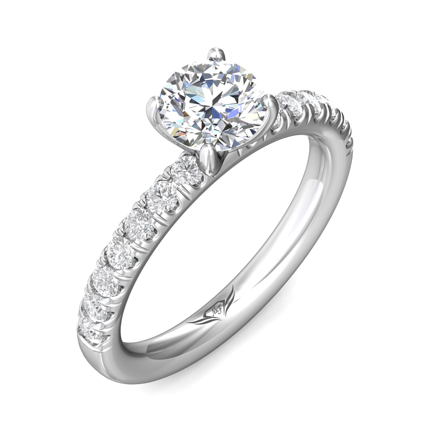14K White Gold Round Diamond Engagement Ring