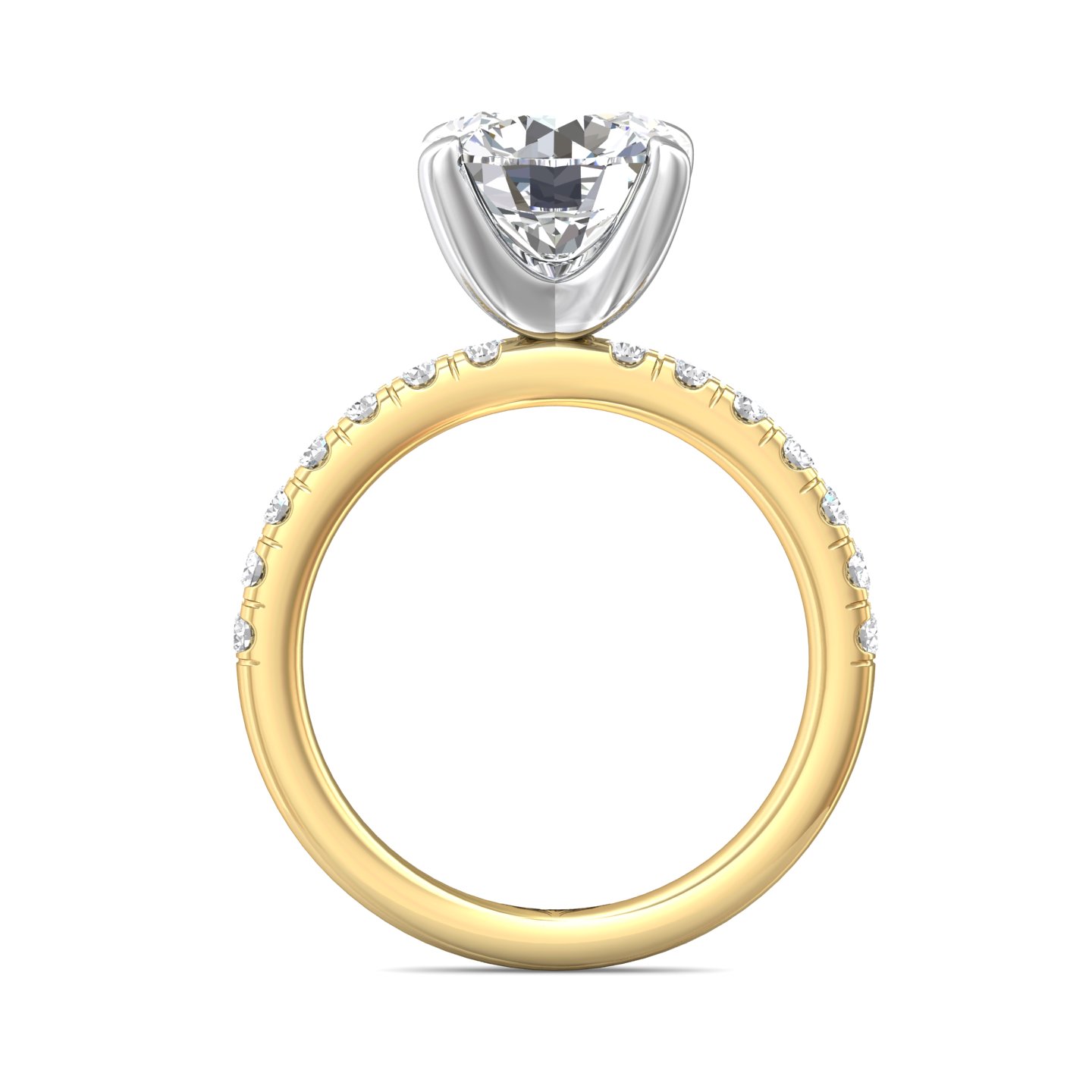 18K Yellow Gold and Platinum Round Diamond Engagement Ring