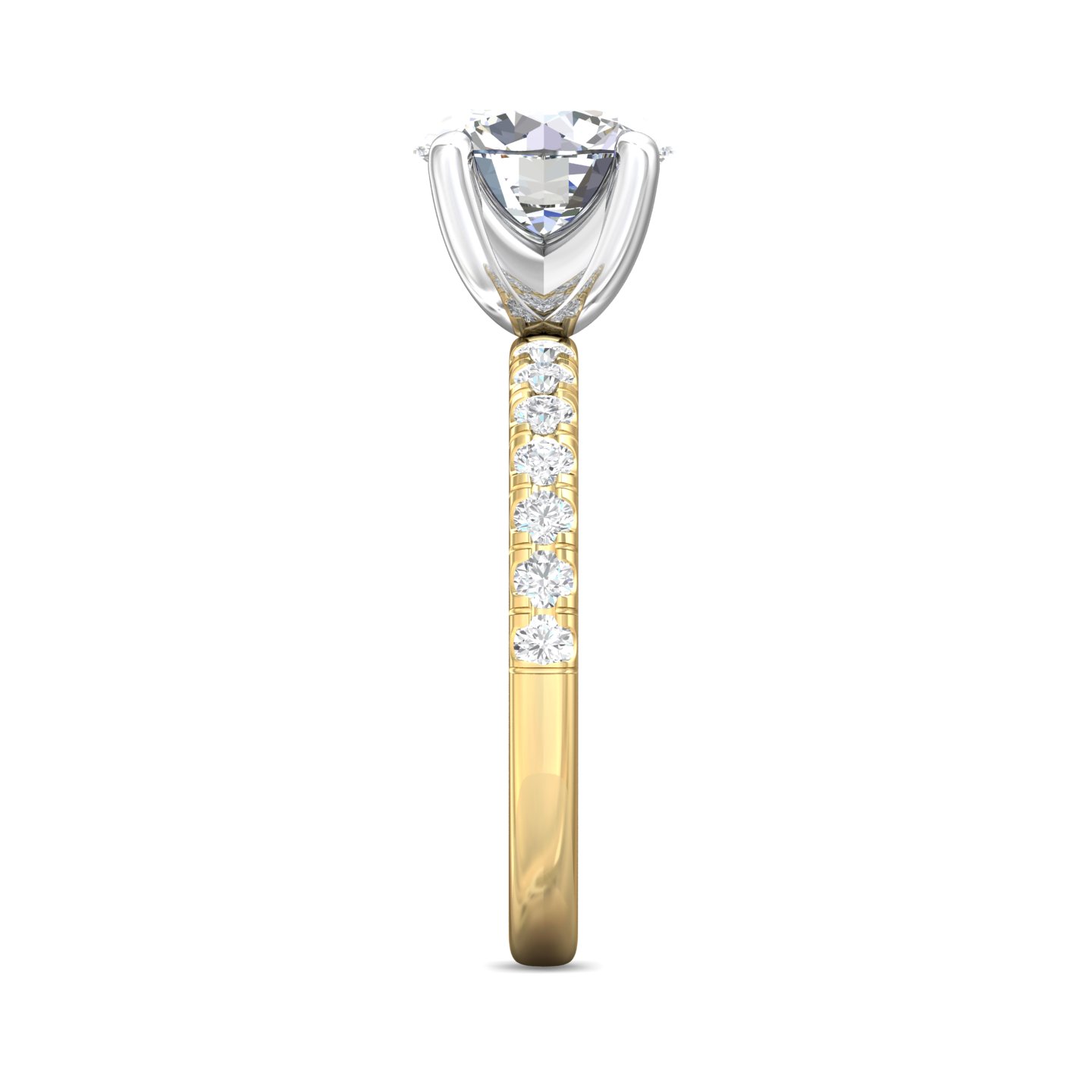 18K Yellow Gold and Platinum Round Diamond Engagement Ring