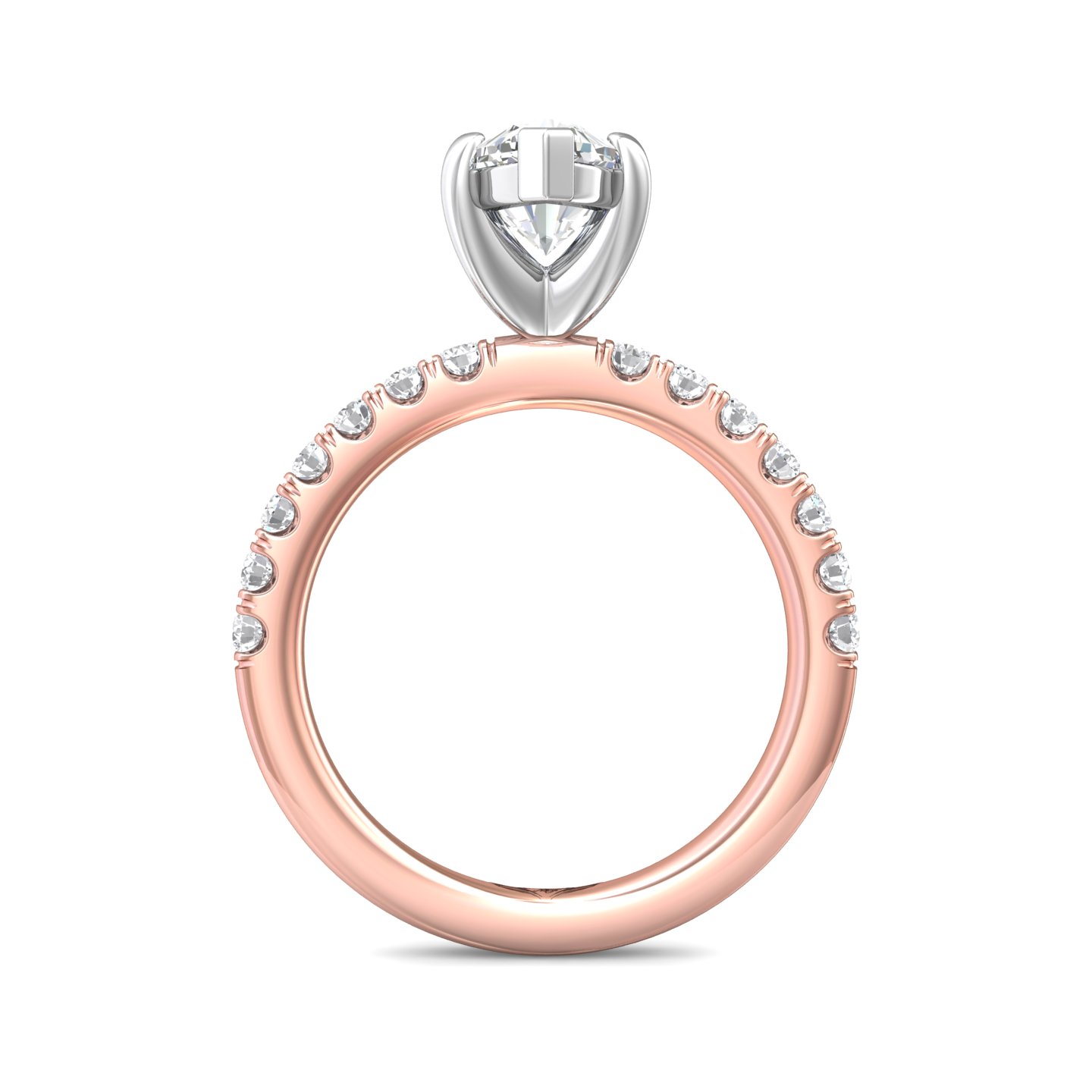 18K White and Rose Gold Marquise Diamond Engagement Ring