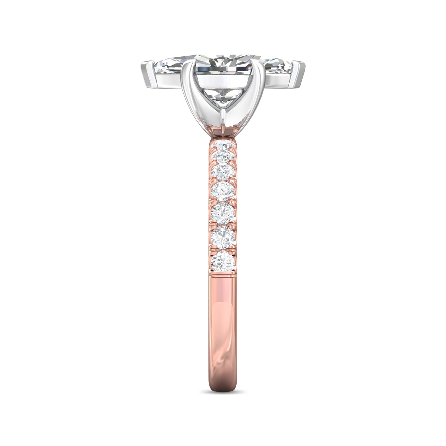 18K White and Rose Gold Marquise Diamond Engagement Ring