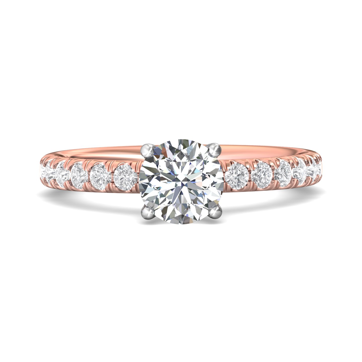 14K Rose and White Gold Round Diamond Engagement Ring