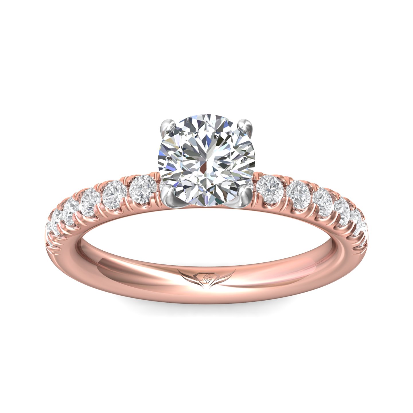 14K Rose and White Gold Round Diamond Engagement Ring