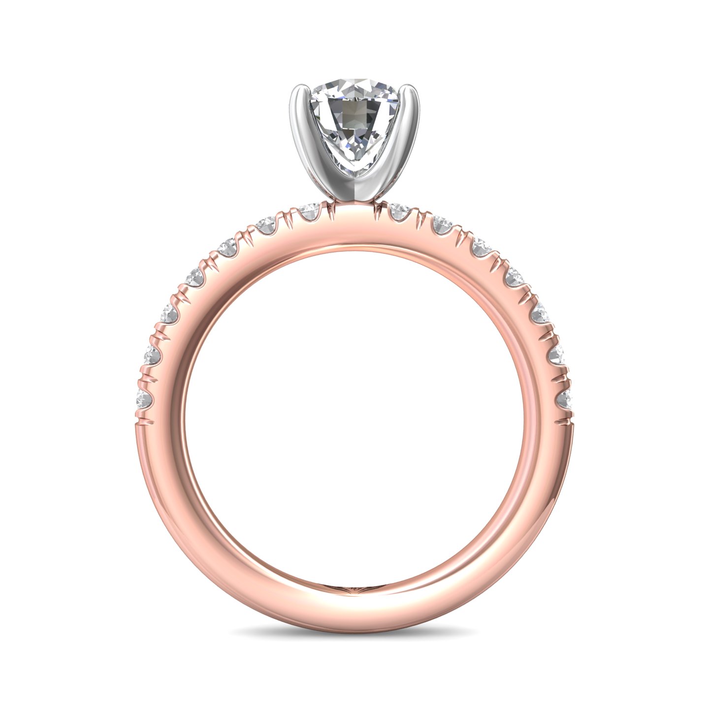 14K Rose and White Gold Round Diamond Engagement Ring