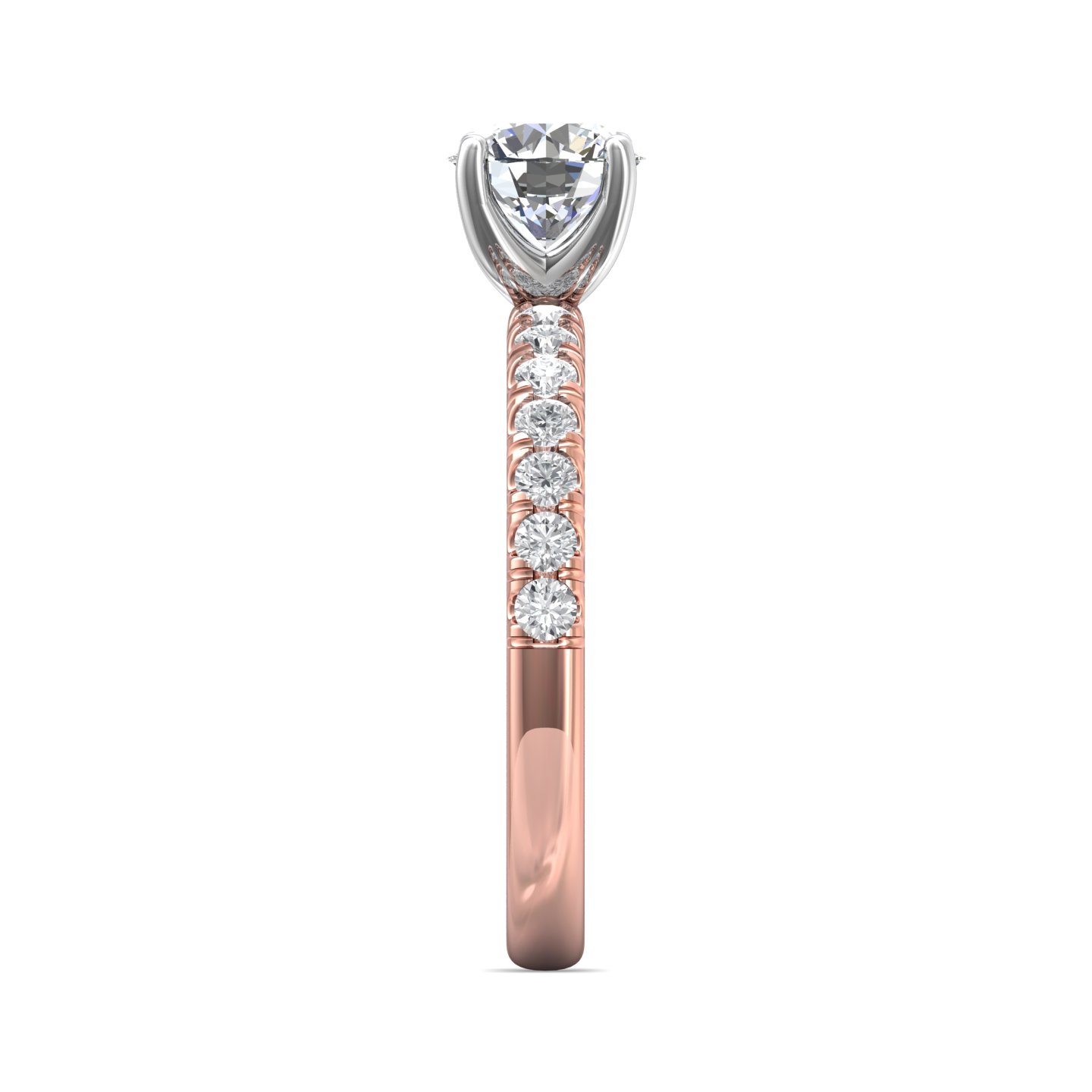 14K Rose and White Gold Round Diamond Engagement Ring