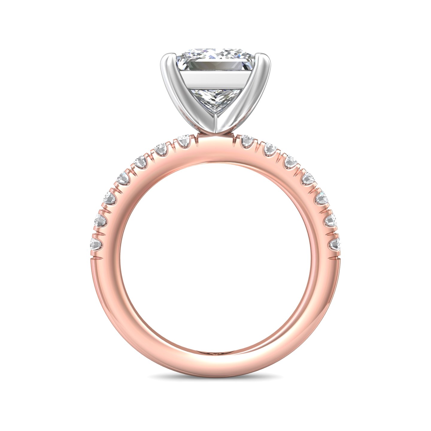18K White and Rose Gold Princess Diamond Engagement Ring