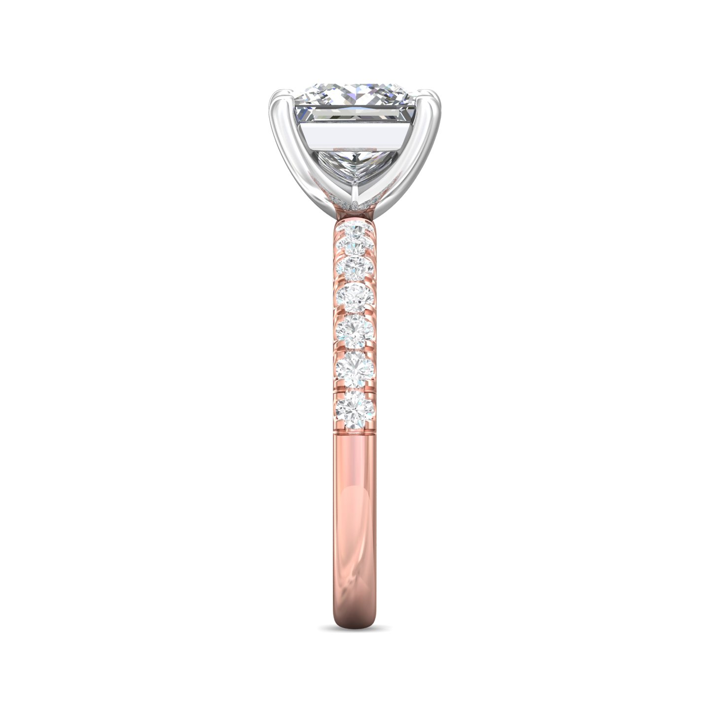 18K White and Rose Gold Princess Diamond Engagement Ring