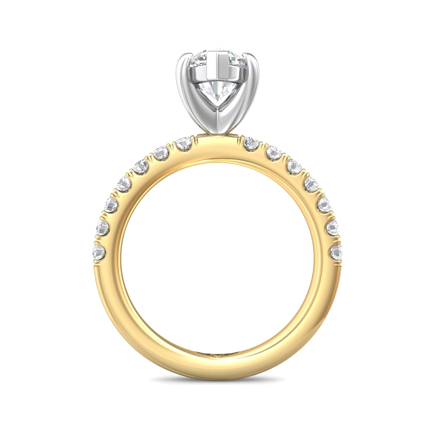 18K White and Yellow Gold Marquise Diamond Engagement Ring