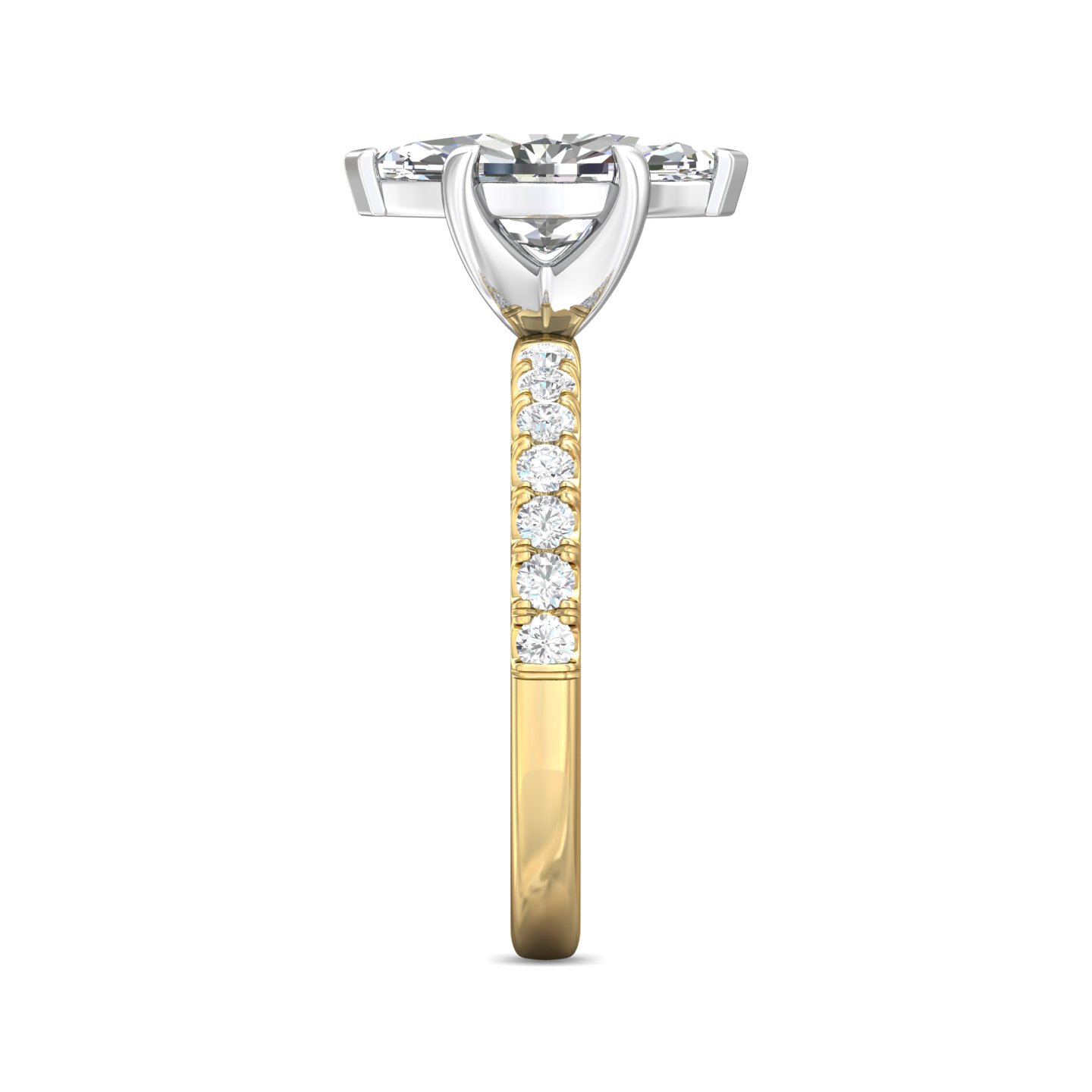 18K White and Yellow Gold Marquise Diamond Engagement Ring