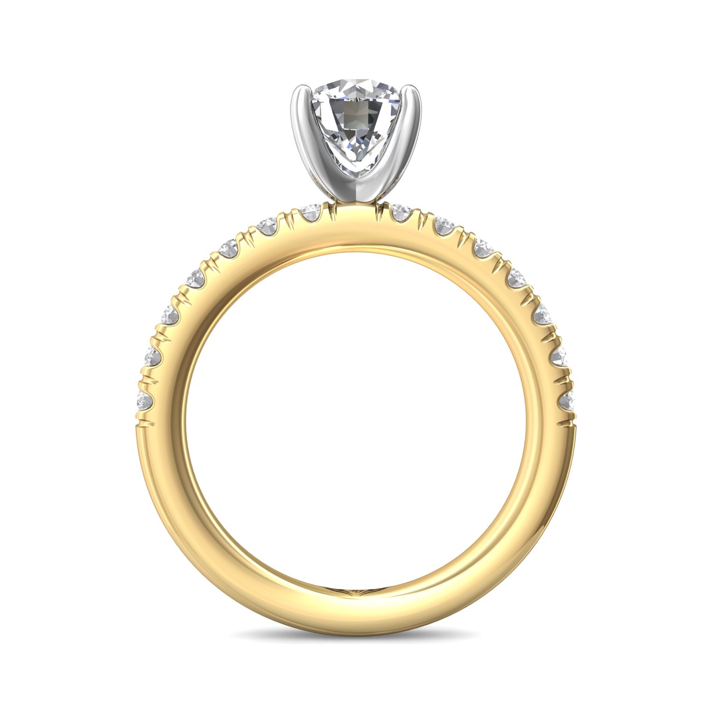 18K White and Yellow Gold Round Diamond Engagement Ring
