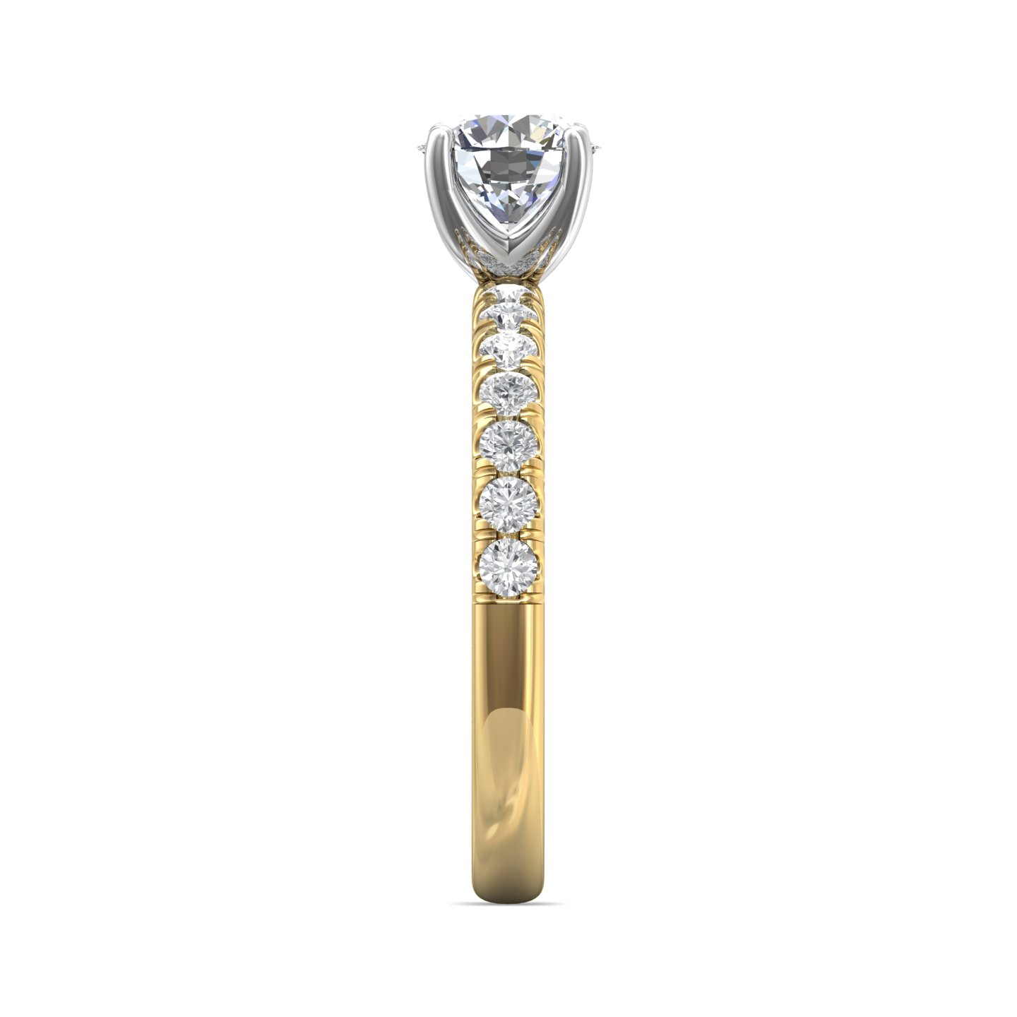 18K White and Yellow Gold Round Diamond Engagement Ring