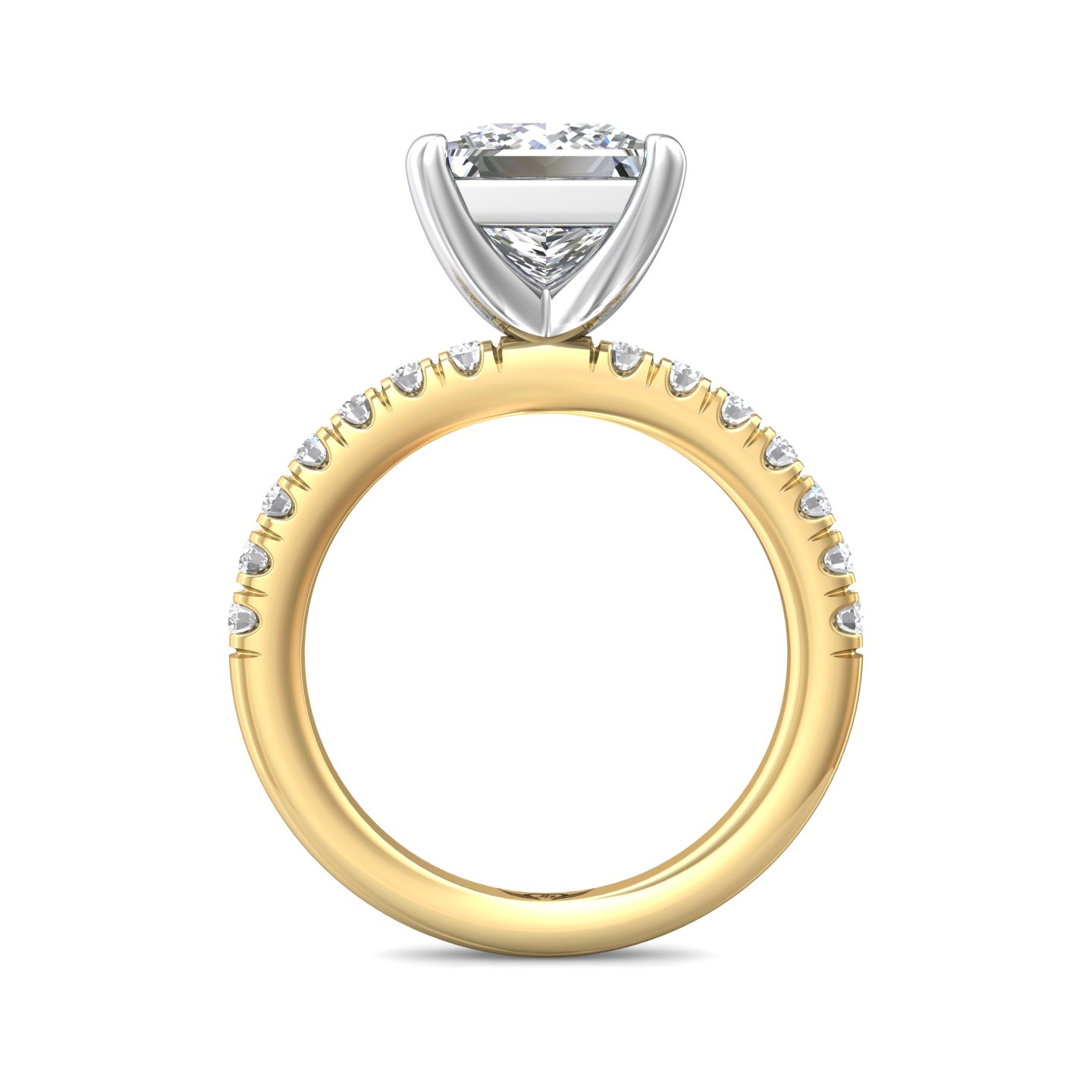18K White and Yellow Gold Princess Diamond Engagement Ring