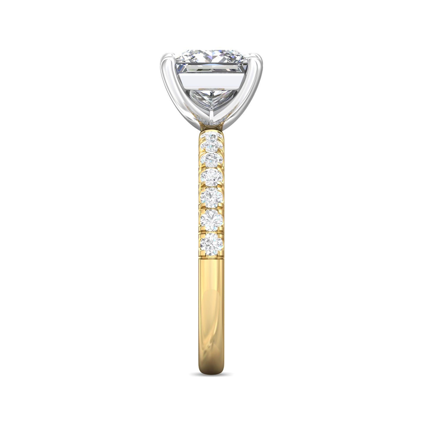18K White and Yellow Gold Princess Diamond Engagement Ring