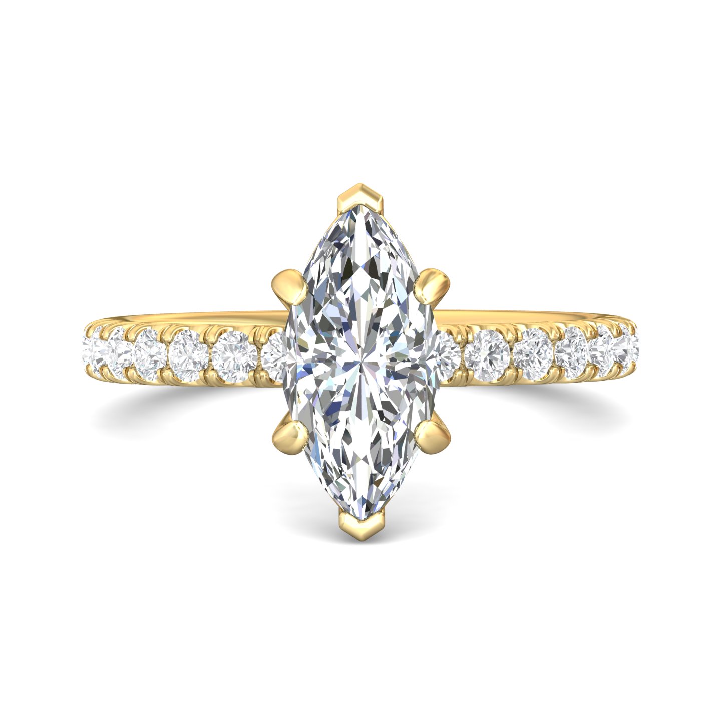 18K Yellow Gold Marquise Diamond Engagement Ring