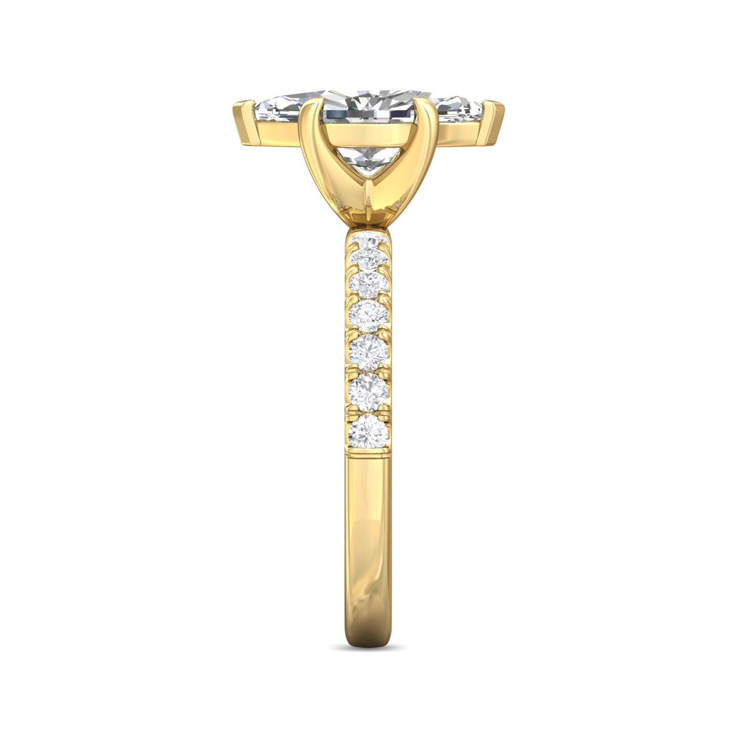 18K Yellow Gold Marquise Diamond Engagement Ring