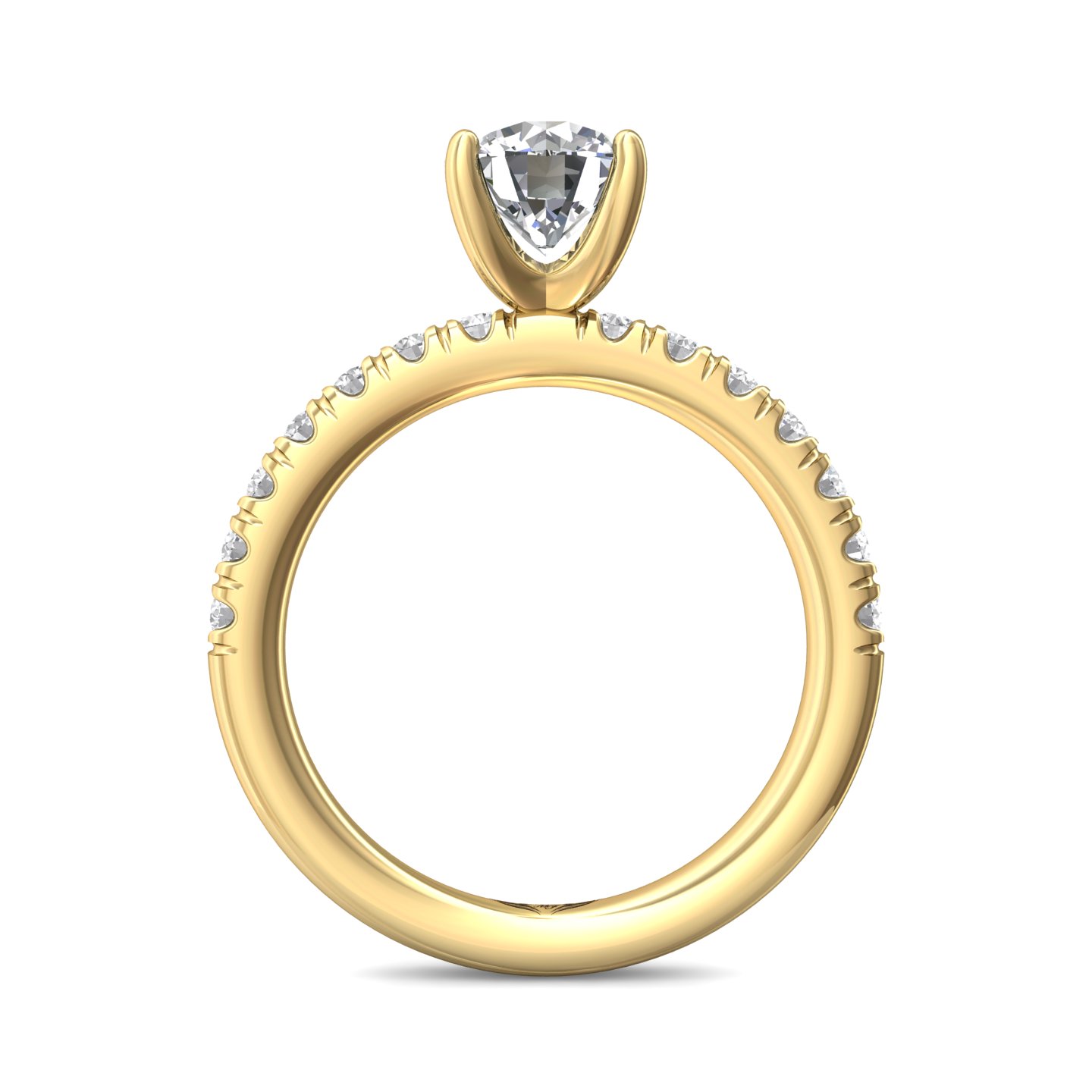 14K Yellow Gold Round Diamond Engagement Ring