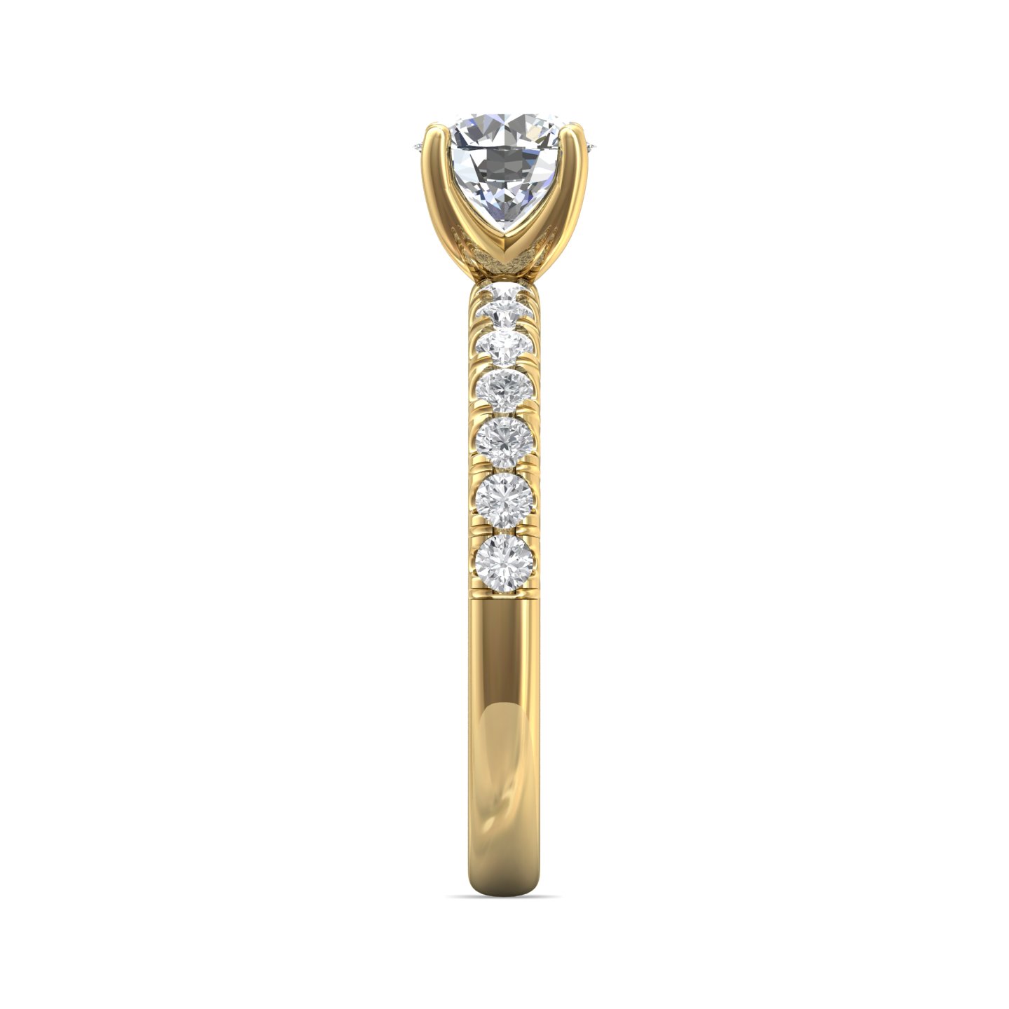 14K Yellow Gold Round Diamond Engagement Ring