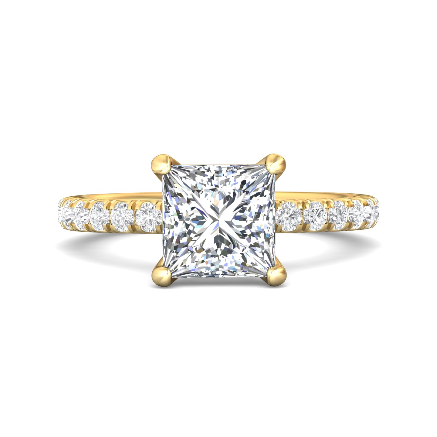 14K Yellow Gold Princess Diamond Engagement Ring