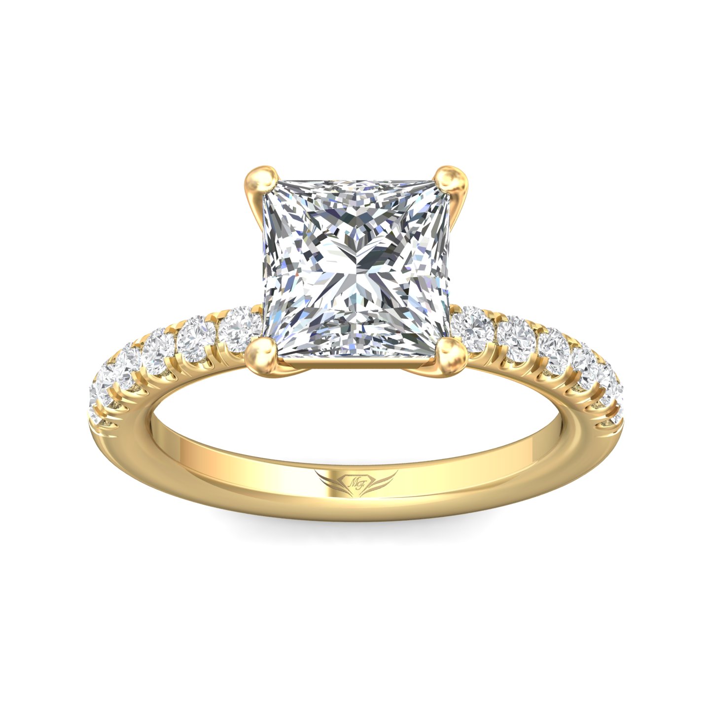 14K Yellow Gold Princess Diamond Engagement Ring