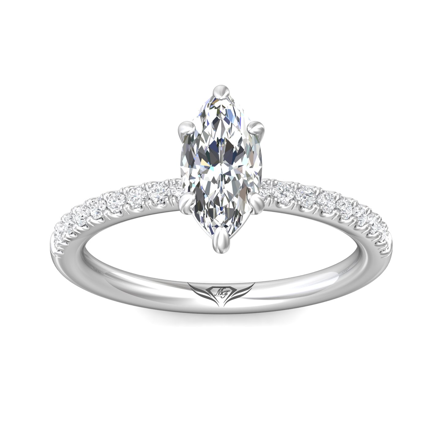 14K White Gold Marquise Diamond Engagement Ring