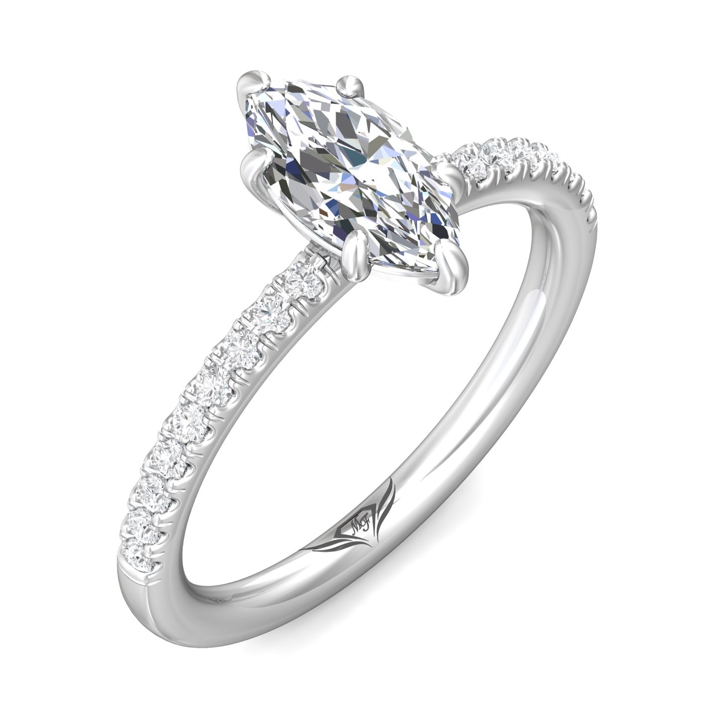 14K White Gold Marquise Diamond Engagement Ring