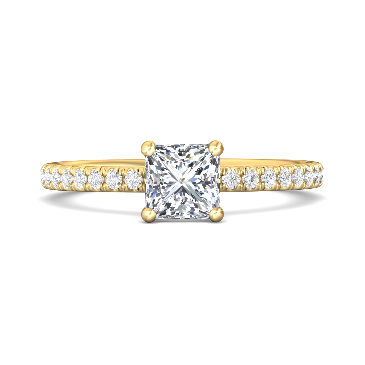 14K Yellow Gold Princess Diamond Engagement Ring