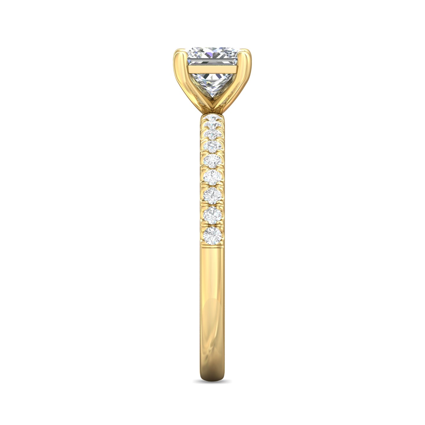 14K Yellow Gold Princess Diamond Engagement Ring