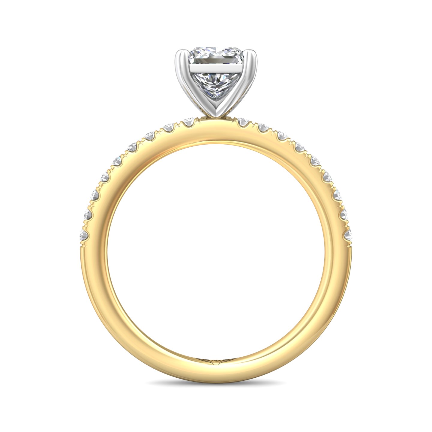 18K White and Yellow Gold Princess Diamond Engagement Ring